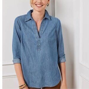 Talbots Button Back Tunic - Denim - Size XL